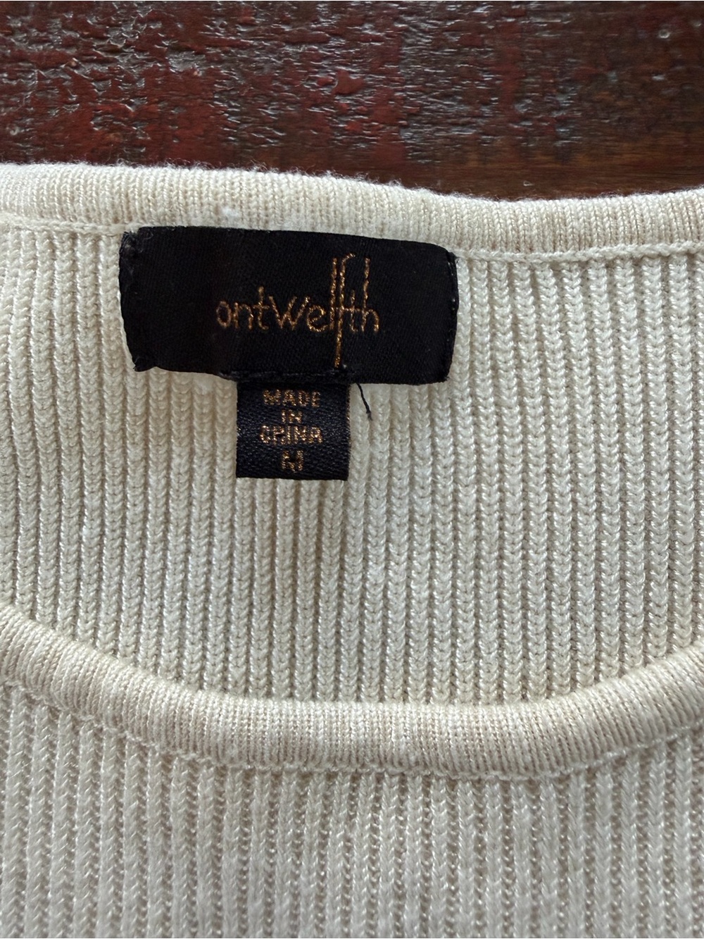 On Twelfth Women’s M Beige Rib Knit Puff Sleeve Sweater | SKU 0085 - Picture 5 of 7